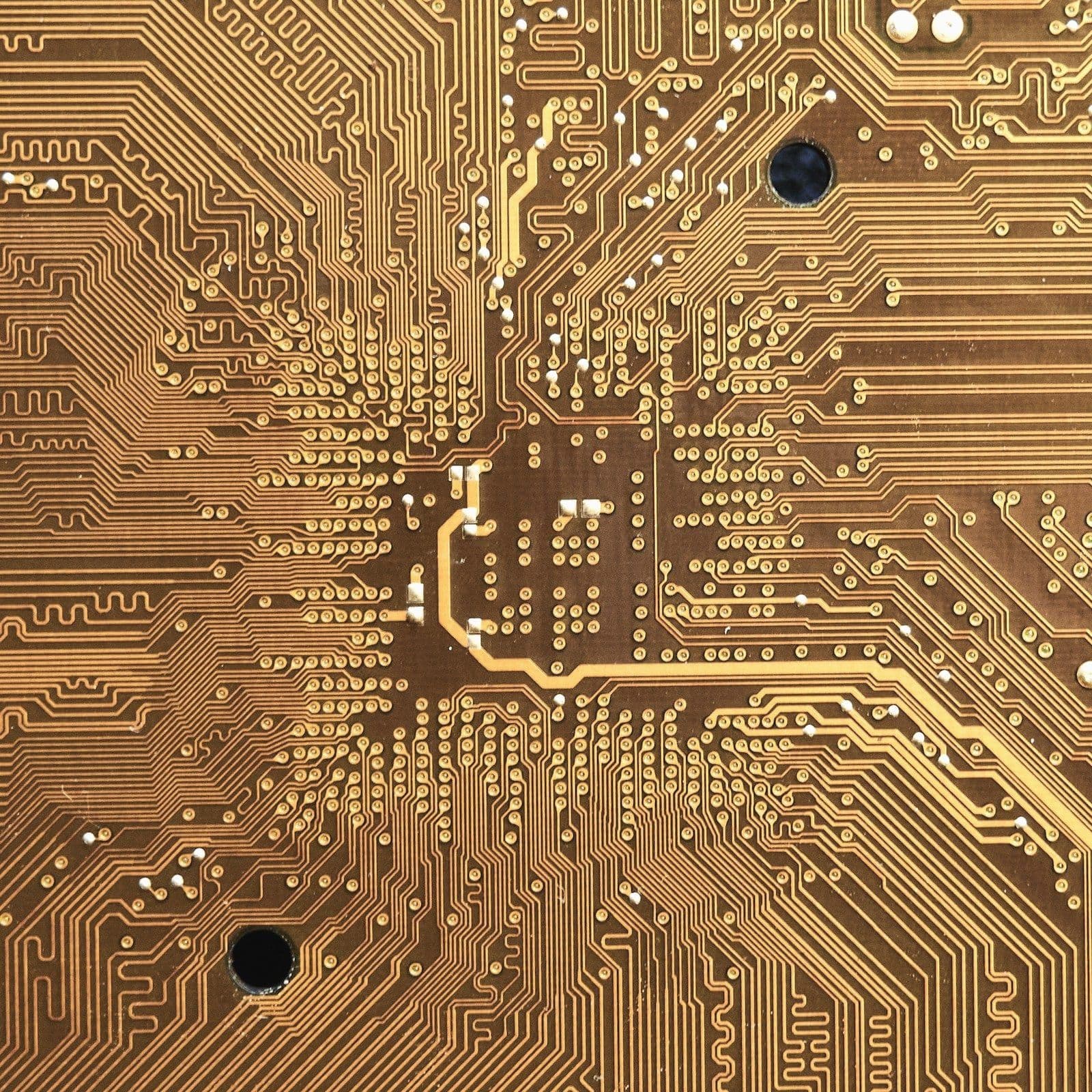 Circuit board with gold pathways